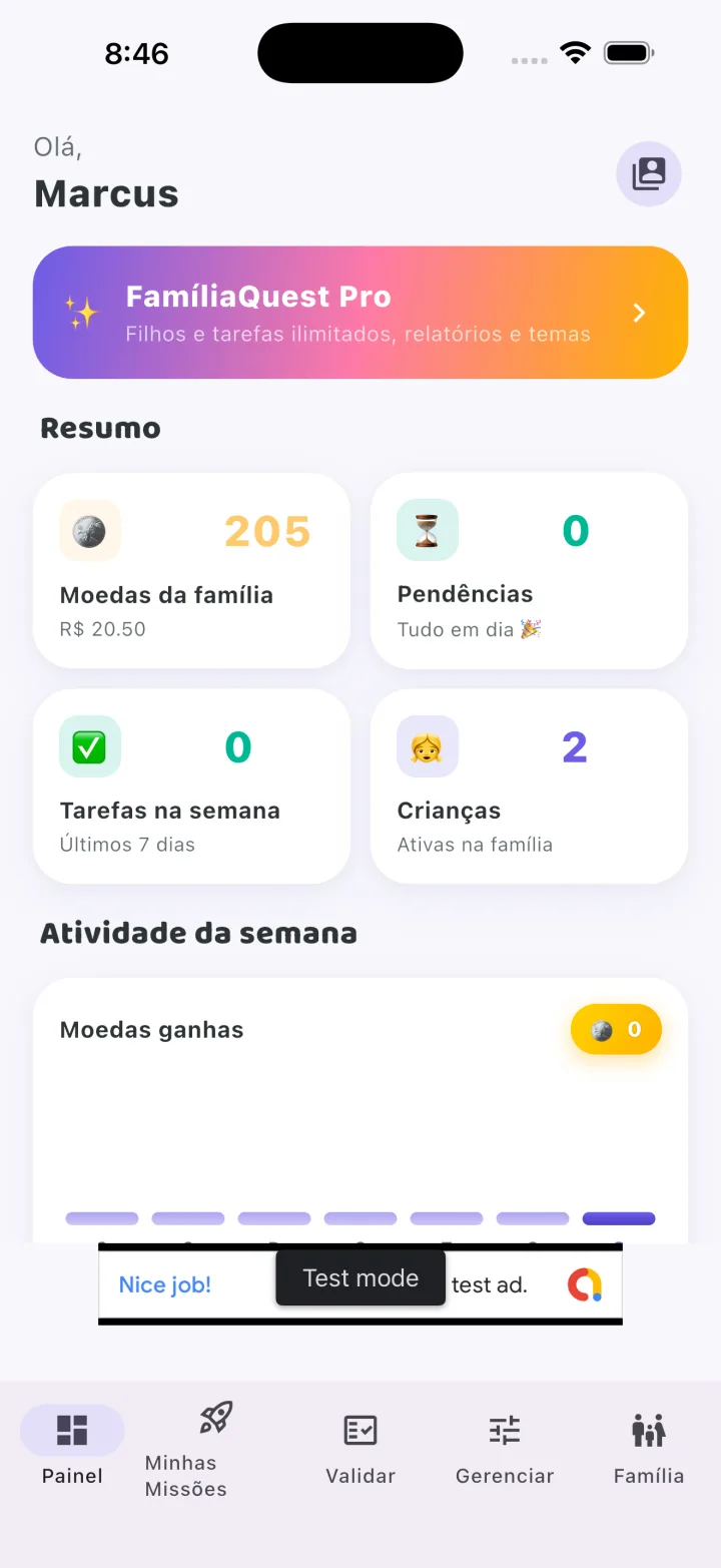 Tela 2 do app FamíliaQuest