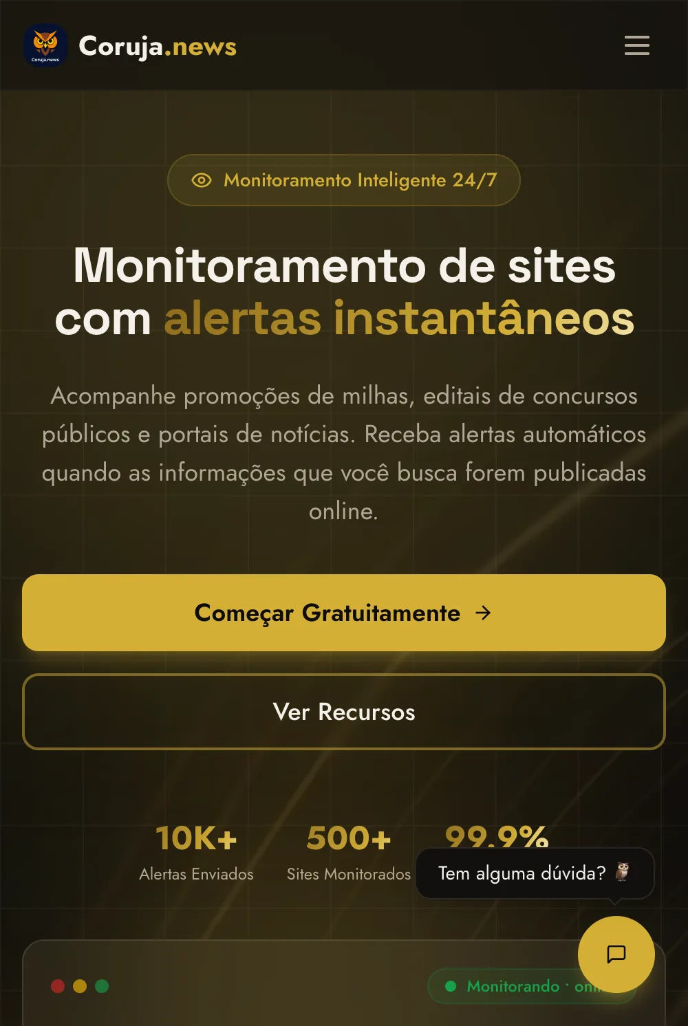 Tela do Coruja News