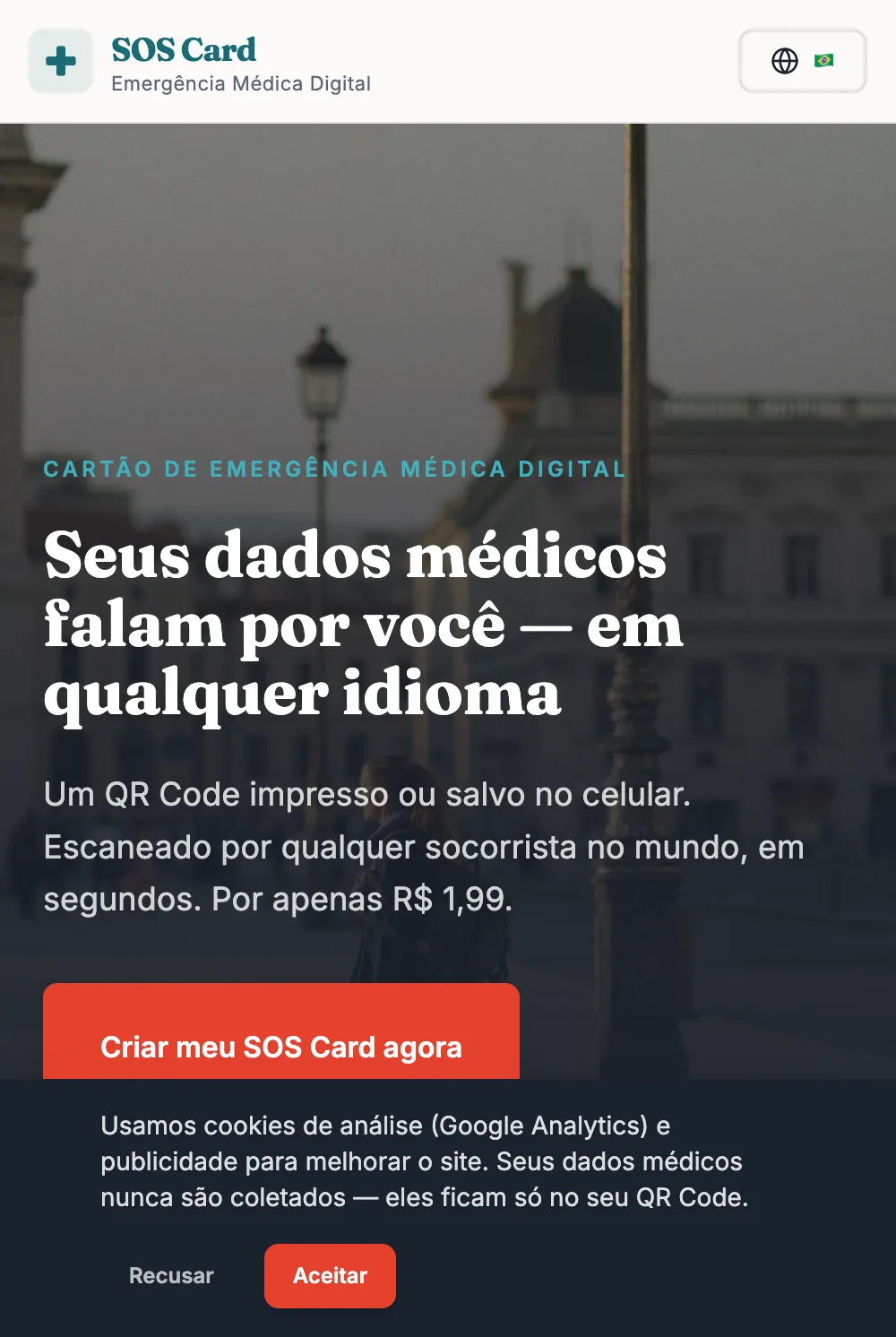 Tela do SOS Card Global